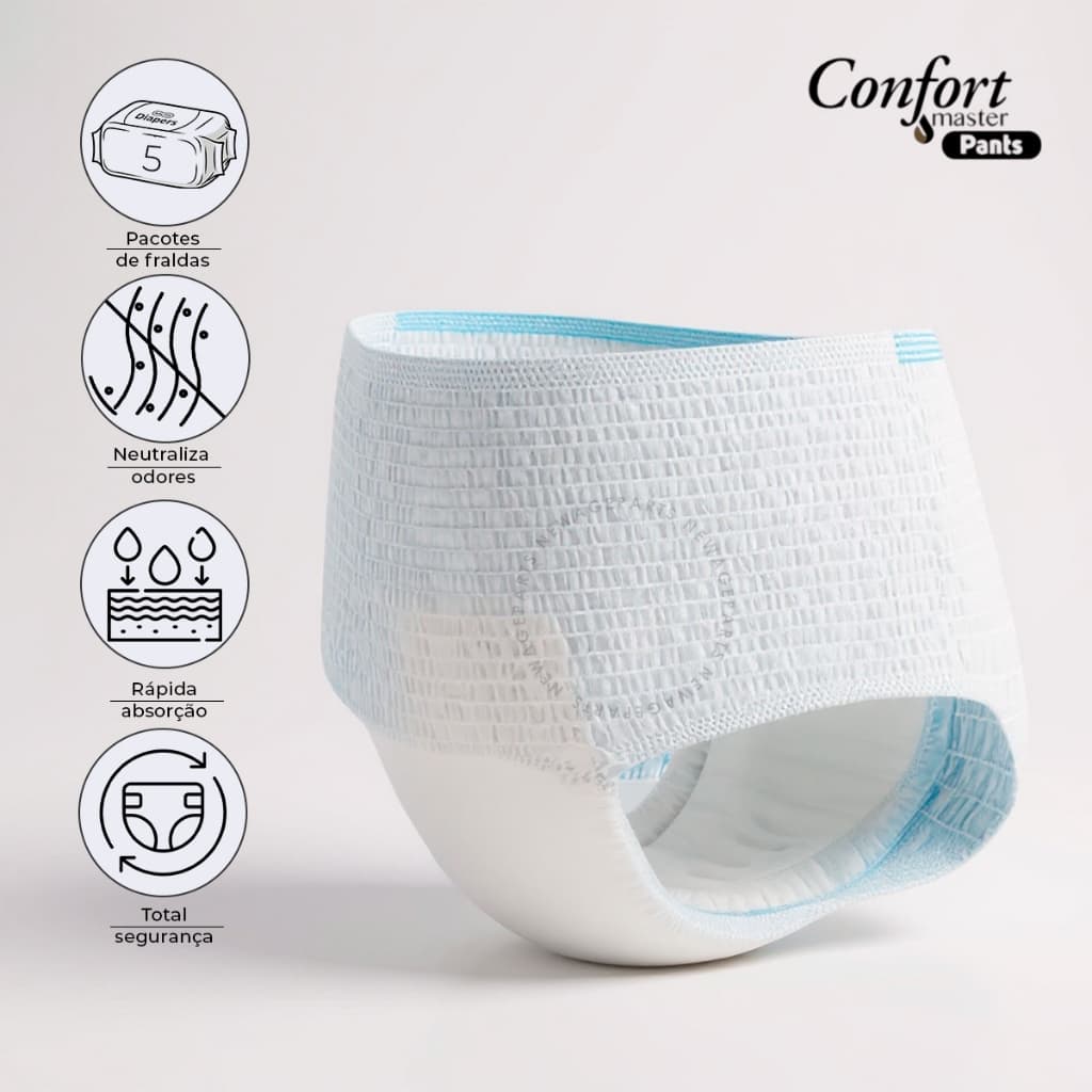 Fralda Geriátrica Unissex Calcinha/Cueca Descartável Confort Master Pants 16/32/48/64 Unidades
