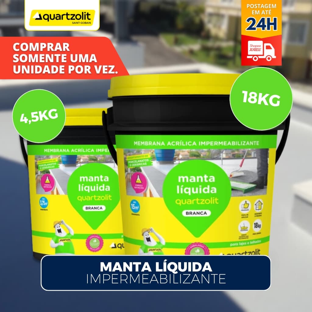 Super Borracha Líquida Quartzolit 18kg - Impermeabilizante Elástico Protege 18kg Branca blindagem