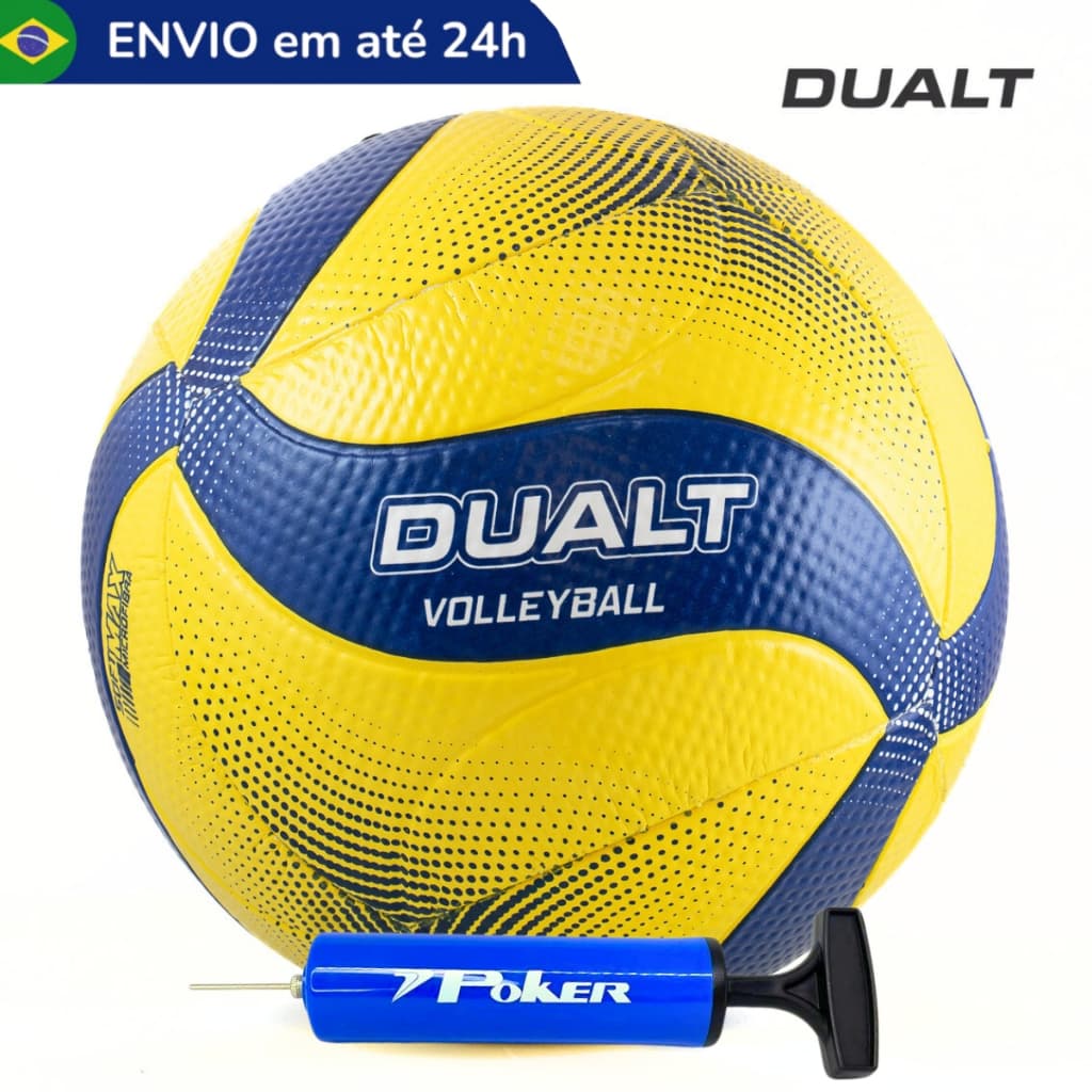 Kit Bola Vôlei Dualt Praia Quadra Impermeável Leve Macia Resistente Pro com Bombinha de Ar Compacta