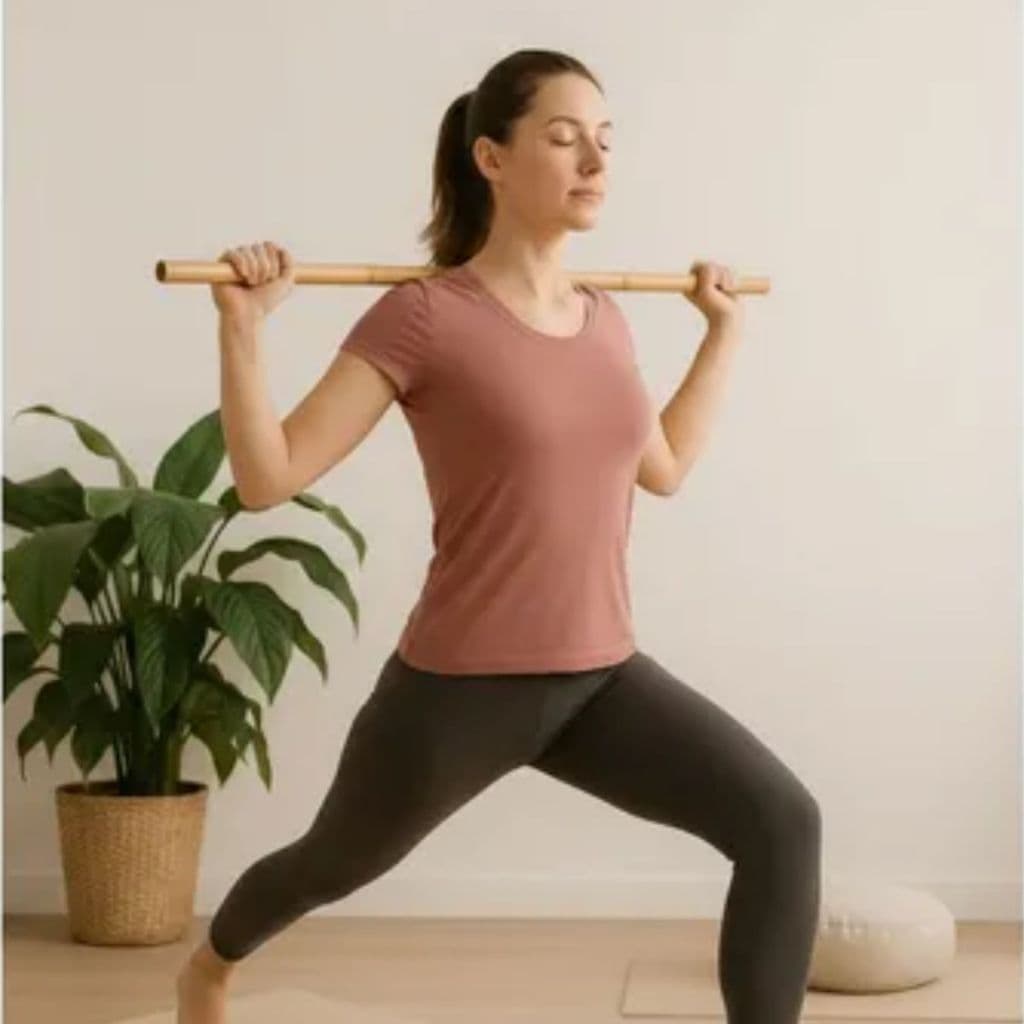 Bastão de Bambu 1,20m para Exercícios, Yoga, Dança e Alongamento – Natural e Leve