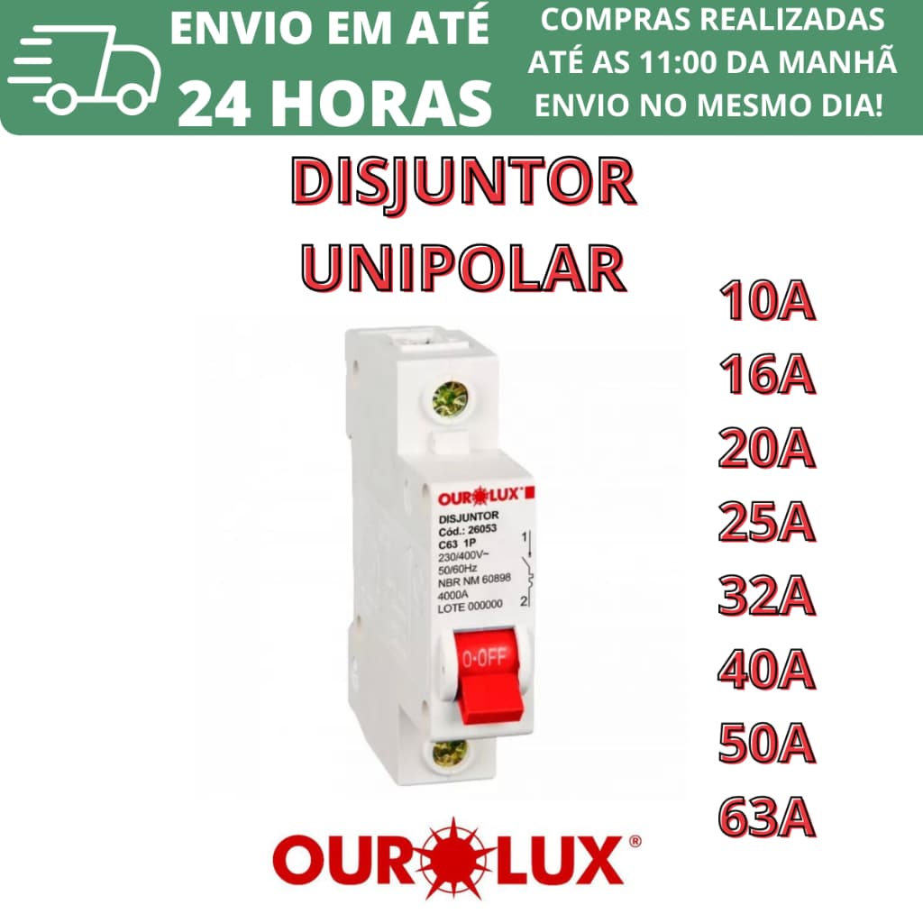 Disjuntor Unipolar Ourolux Curva C