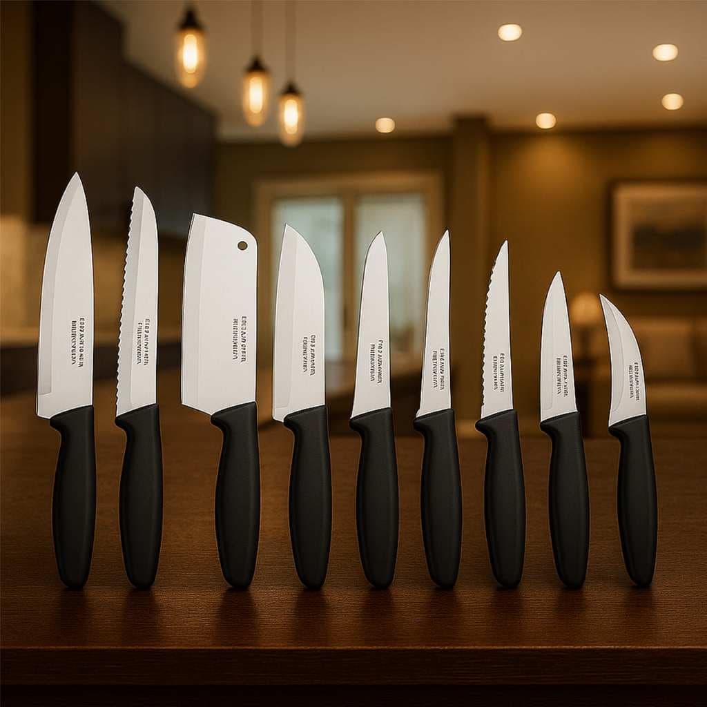 Jogo De Facas 9 Peças Plenus Sortidos Laminas de Aço Inox