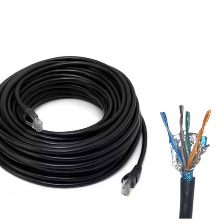 Cabo de rede Blindado Externo Crimpado na cor preta RJ45 10/15/20/25/30 Metros