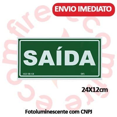 Placa de Sinalização de Emergência Saída S12 Fotoluminescente Refletiva