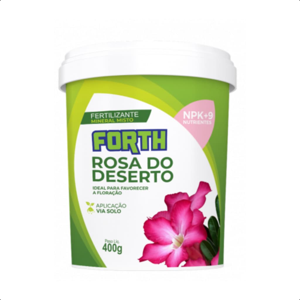 Fertilizante Adubo Forth Jardim Rosa do Deserto Balde 400g Floração Manutenção NPK+ Nutrientes