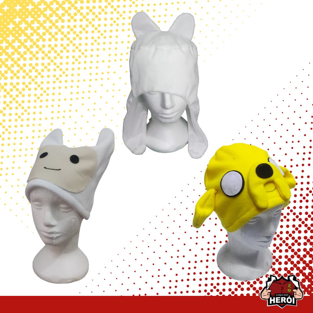 Toucas de Pelúcia Hora de Aventura -  Gorro Chapéu - Finn - Jake - Adventure Time