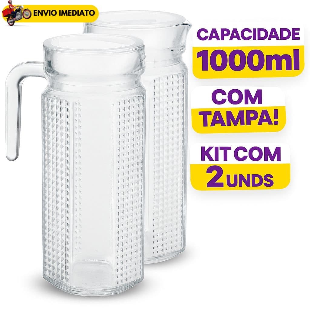 Jarras De Vidro Suíça 1 Litro Jarra Para Suco Água Vidro Resistente Transparente com Tampa
