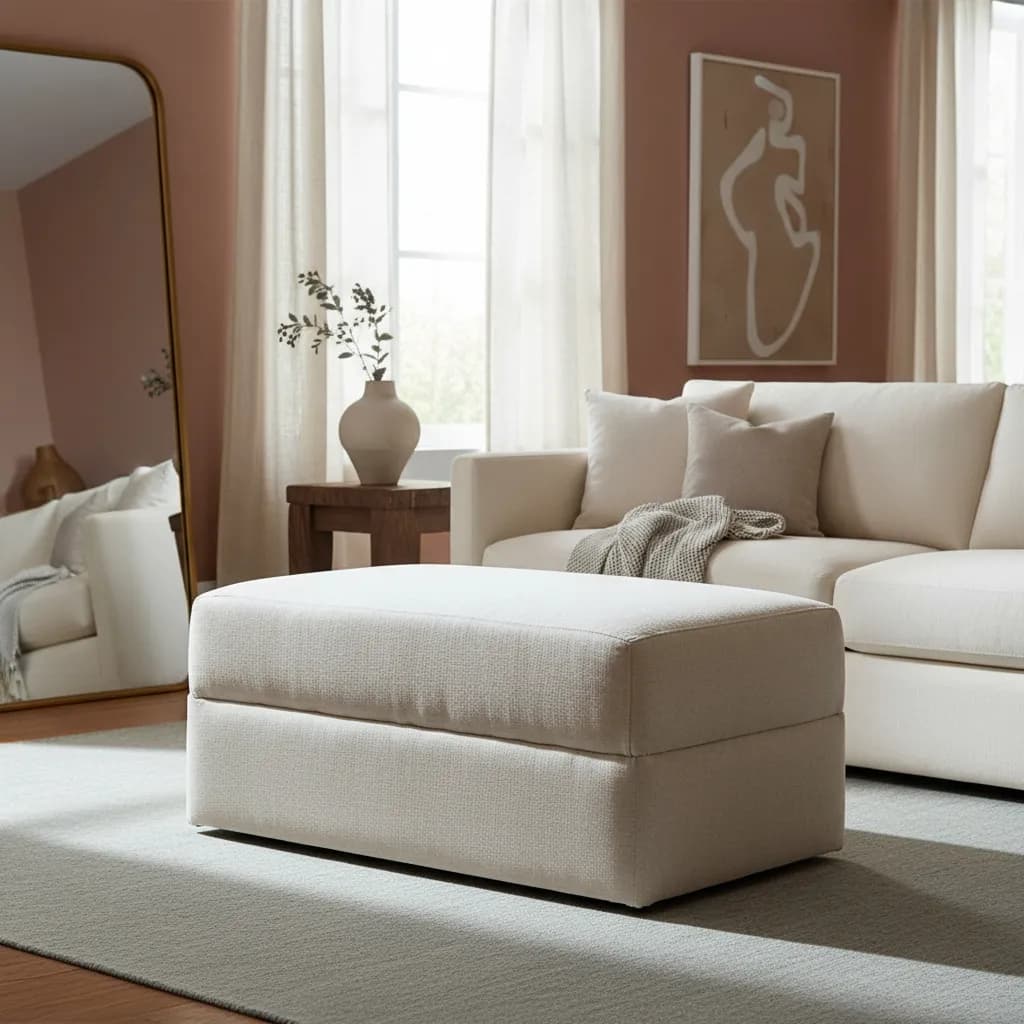 Puff Retangular 2 Lugares 90cm Estofado em Varios Tecidos Puff Decorativo para Sala e Quarto