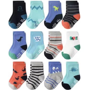 Kit pares de meias Masculino para recém nascidos e bebê menino com antiderrapante