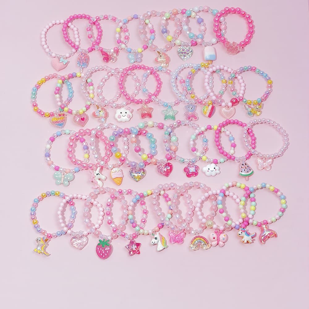 24 Pulseiras(6 conjuntos) Para Criança Infantil Frutas Doces Coloridos