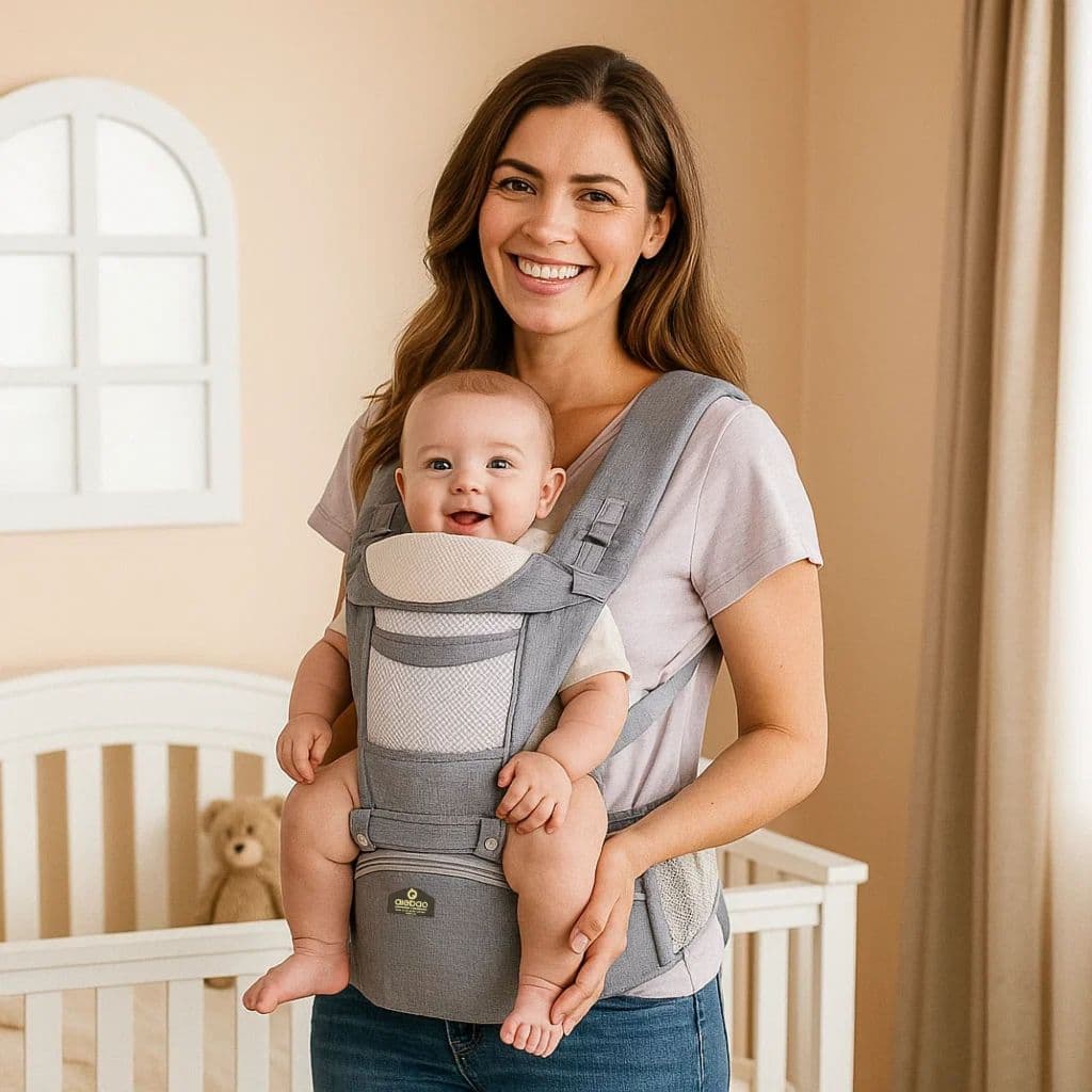 Bolsa Canguru para Bebê Classic com Assento Ergonômico Apoio Lombar com Bolsos Aiebao