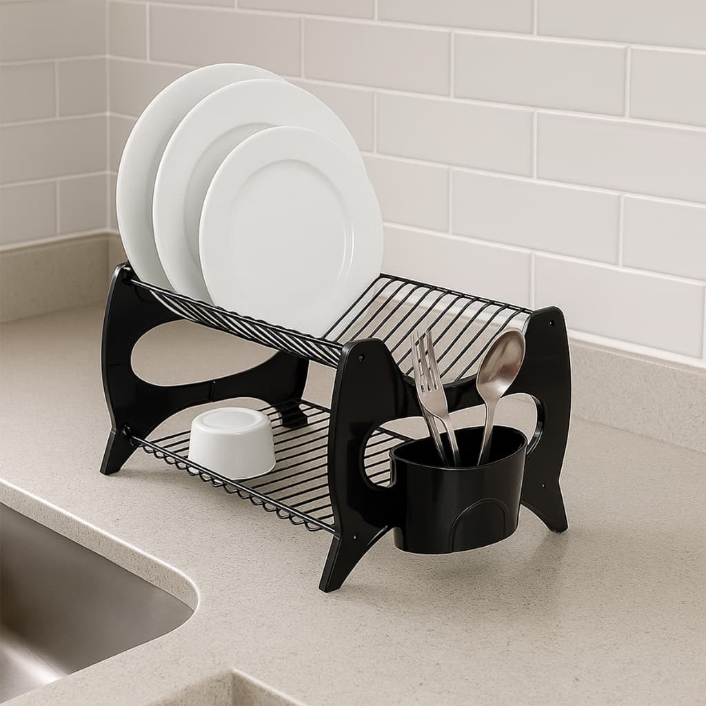 Escorredor De Louça Cozinha Prato Duplo Porta Talheres Metaltru