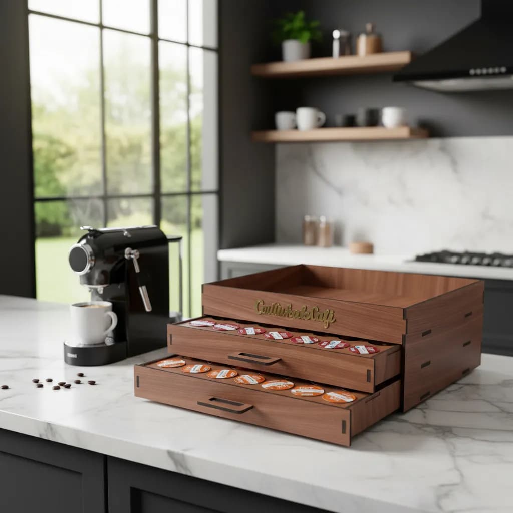 Bandeja Porta Cápsulas 3 Corações Cantinho Do Café Marrom