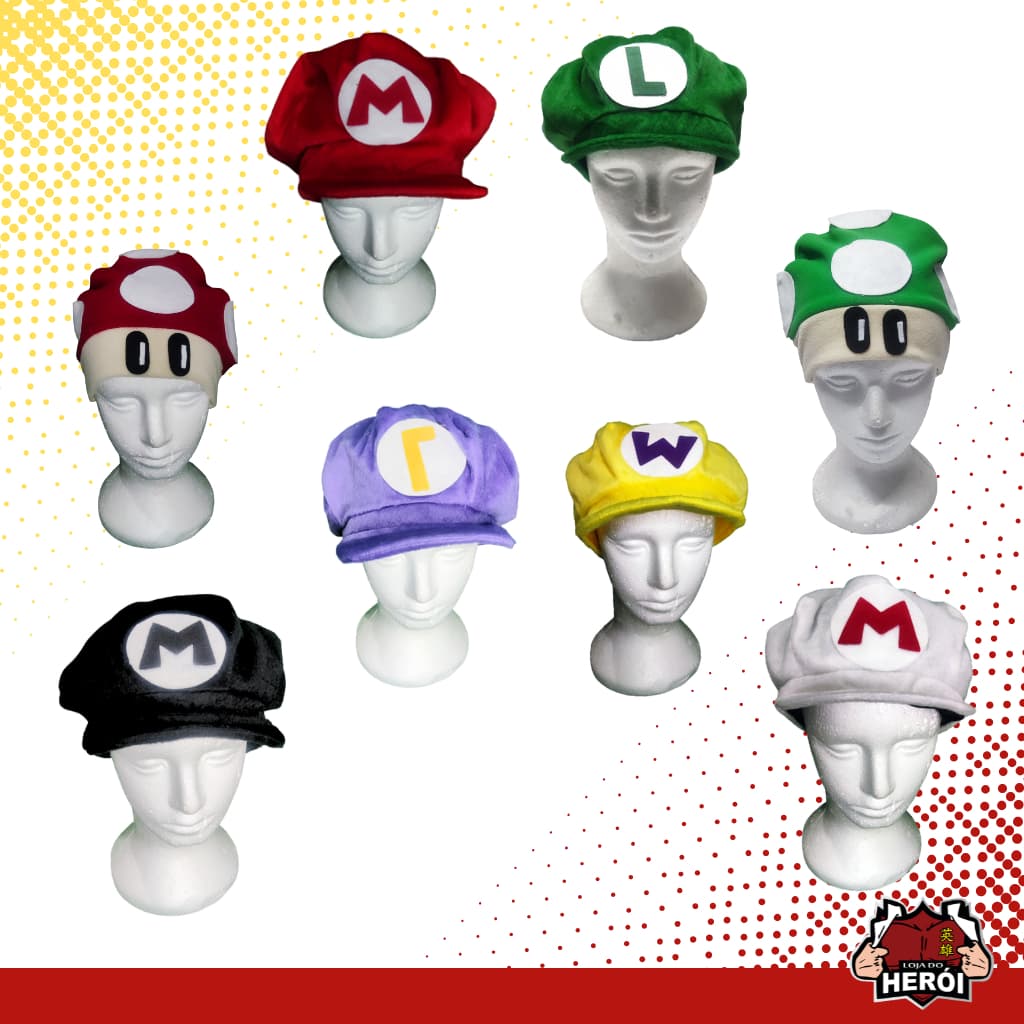 Boinas Chapeu Super Mario - Gorro Chapéu  - Personalizada - Feita à Mão Toucas de Pelúcia