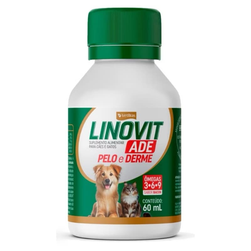 Linovit Suplemento Vitaminico Para Cães e Gatos 60ml Sabor Bacon