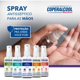 Spray Higienizador de Mãos Coperalcool Bacfree - Fragrâncias Diversas - 60 ml - kit com 05