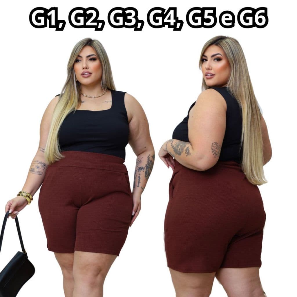 Short Plus Size Calção Feminino de Malha Premium G1 ao G6 (Plus de Verdade)