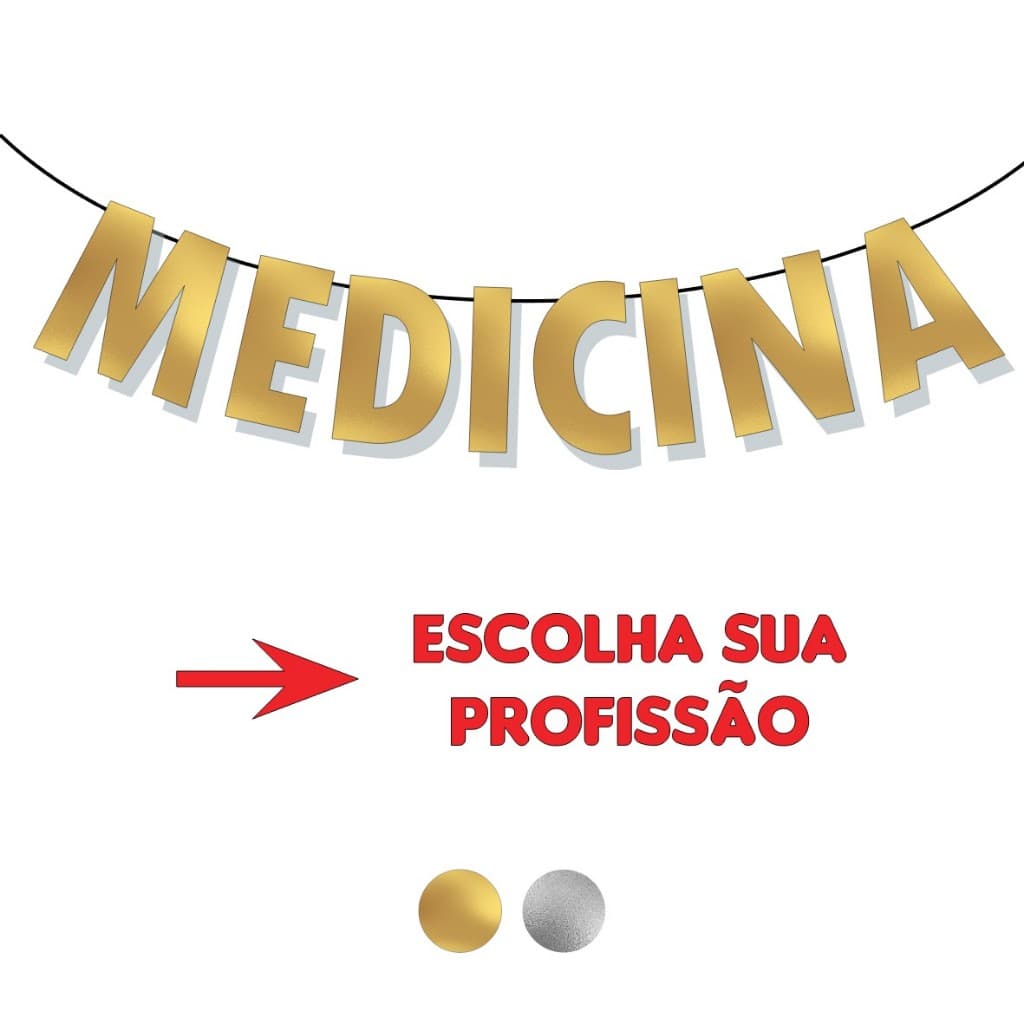 Faixa Bandeirola de Letras Profissões Decorativo Formatura  ESCOLHA A SUA PROFISSÃO formando para festas comemorações