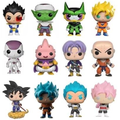 Bonecos Colecionáveis Dragon Ball Super - Goku, Vegeta, Piccolo, Kuririn, Mestre Kame, Cell, Majin Buu.