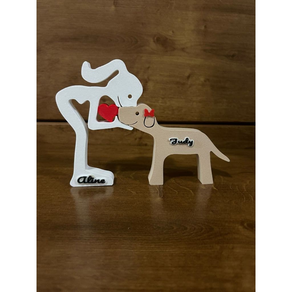 Escultura Menina com coração e Cachorro - Humano e Cachorro -  Decoração Pet De Mesa - Quarto - Sala