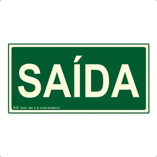 Placa de SAIDA - fotoluminescente 10x20 - S12