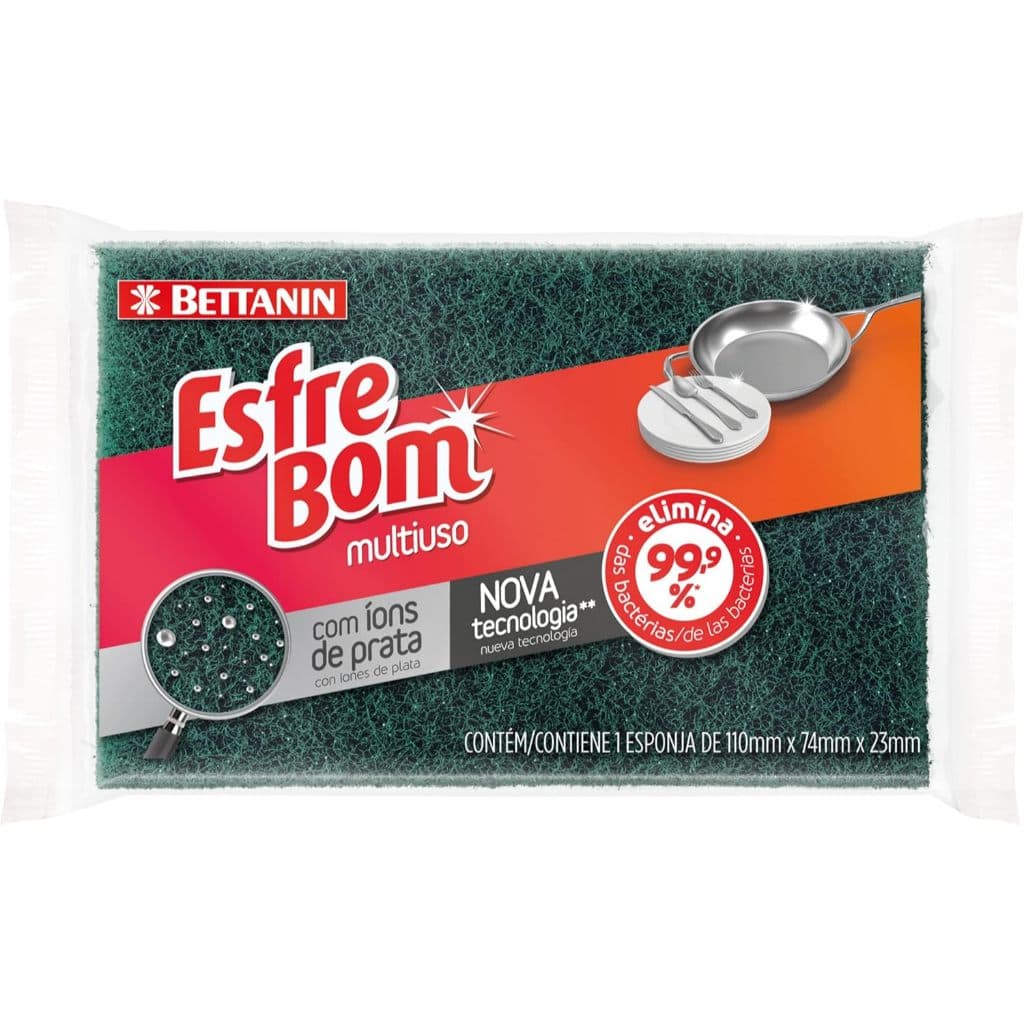Esponja Dupla Face Multiuso Limpeza Pesada Cozinha Bettanin Alta Durabilidade