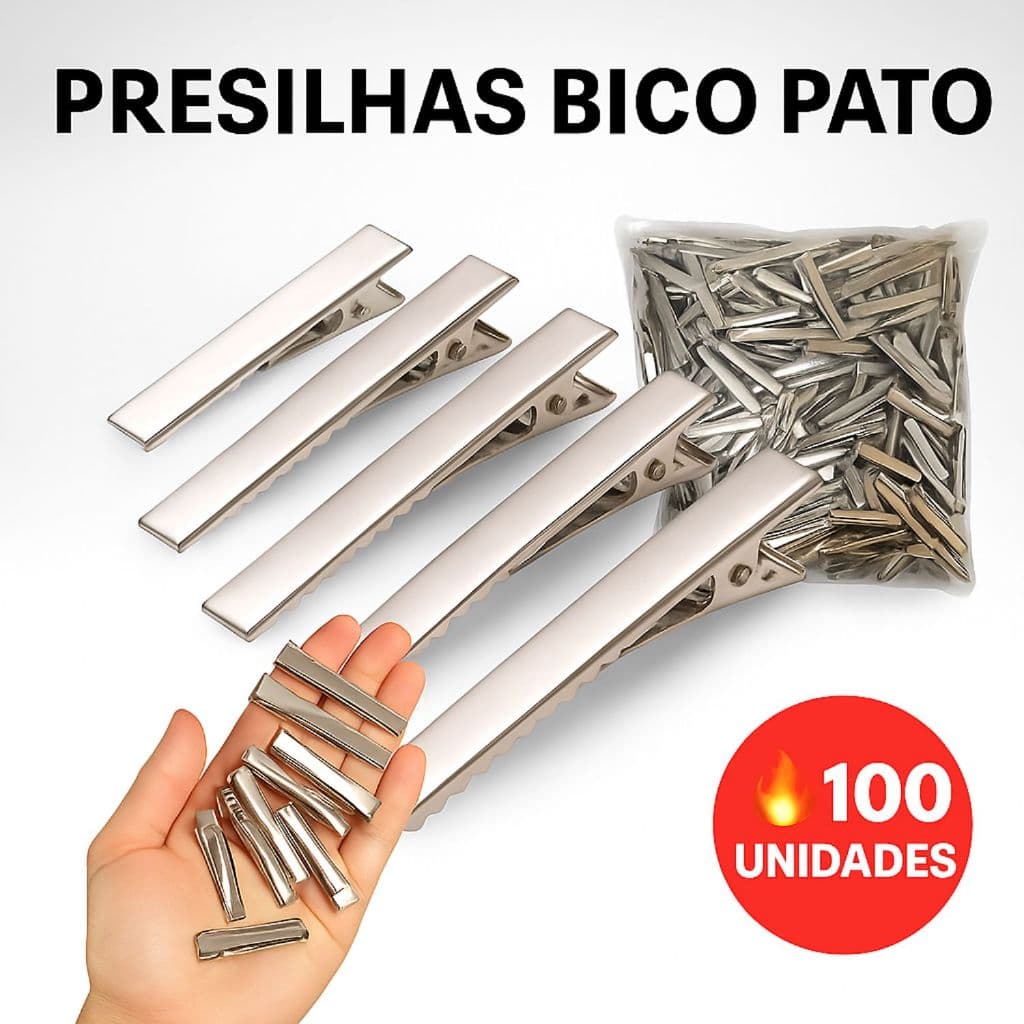 100 / 50 / 20 Uni Bico De Pato Quadrado Para Cabelos 3cm / 4,5cm / 5,5cm / 6,5cm / 7,5cm Com Dente
