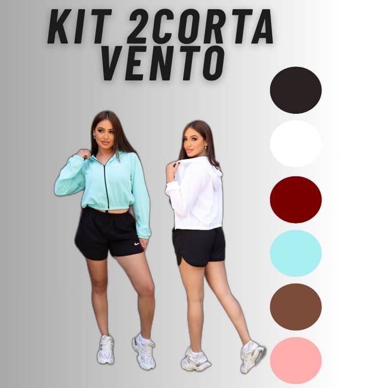 Jaqueta corta vento KIT 2uni com capuz tecido tactel