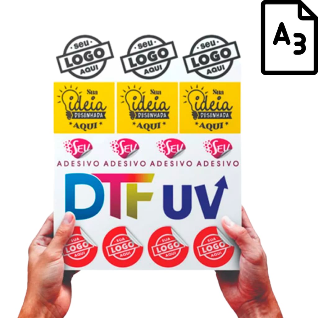 Adesivo Dtf UV Impressão Alta Qualidade folha A3 Envio Imediato ao Comprar Tenha Sua Arte Pronta