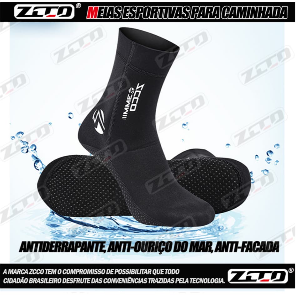 Meia De Neoprene Zcco 3mm P/ Mergulho Beach Palma Pesca
