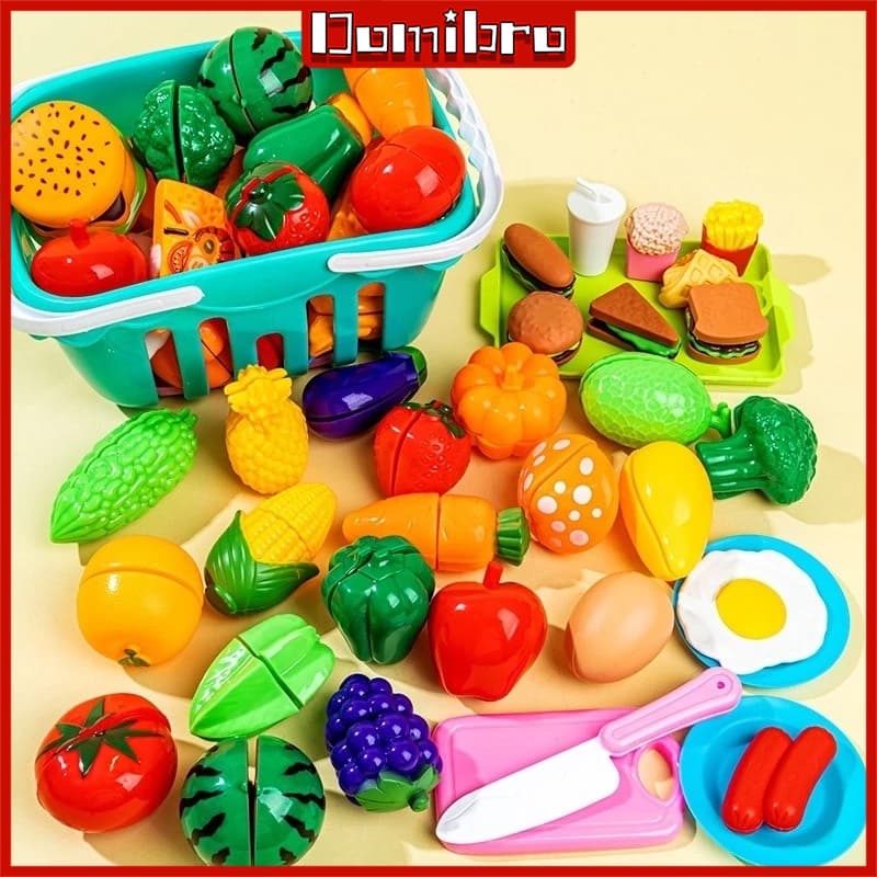 60 Pçs Brinquedo de criança Cortando Frutas E Legumes Conjunto Para Fingir Jogar Simulação Brinquedo De Cozinha
