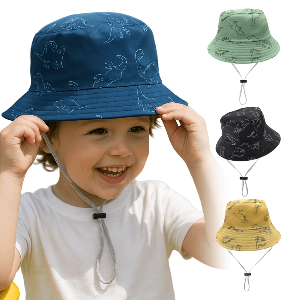 Chapéu de praia Infantil UV Bucket Infantil Menino Chapéu de praia masculino com Cordinha