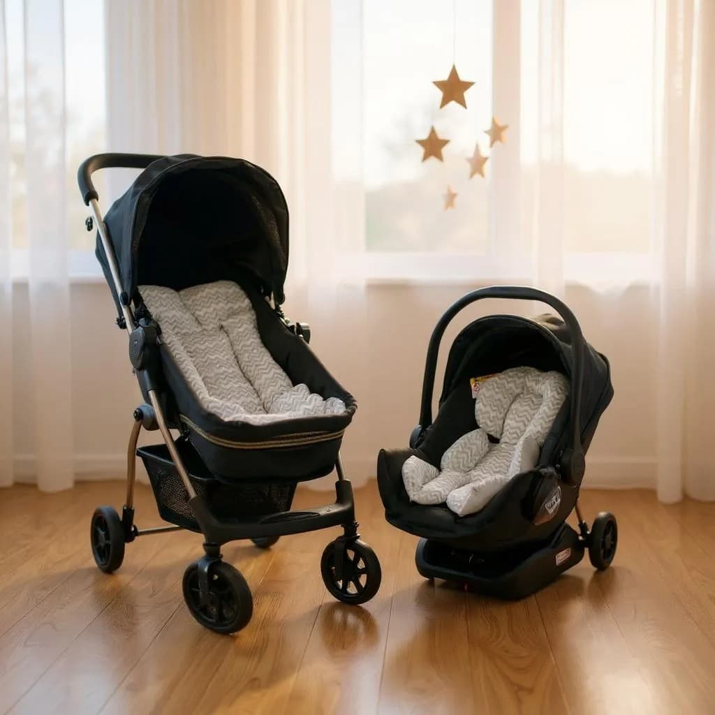 Colchonete Para Carrinho Com Almofada Redutora Para Bebê Conforto Infantil Menino Menina