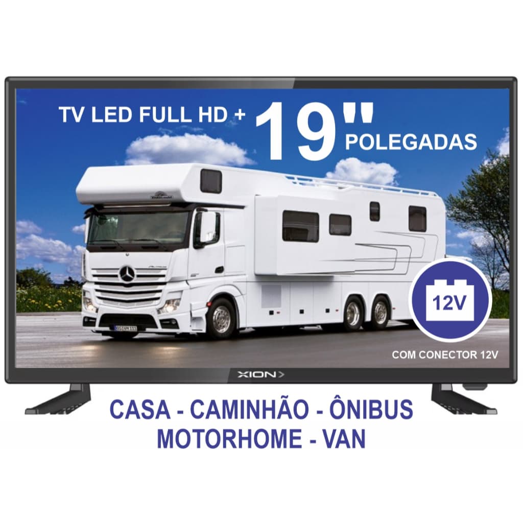 TV 19 Polegadas 12v para Motohome Caminhão Onibus Van | Bivolt e Função Monitor Full HD - Lançamento 2026