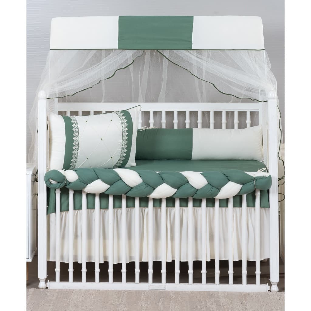 kit de berço americano com gripir varias cores com nove peças modelo de trança