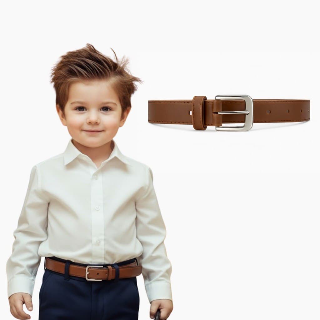 Cinto Infantil Couro Sintético Social Ajustável 2,5cm | Preto, Caramelo, Marrom | Tamanhos P, M, G| Festa, Batizado