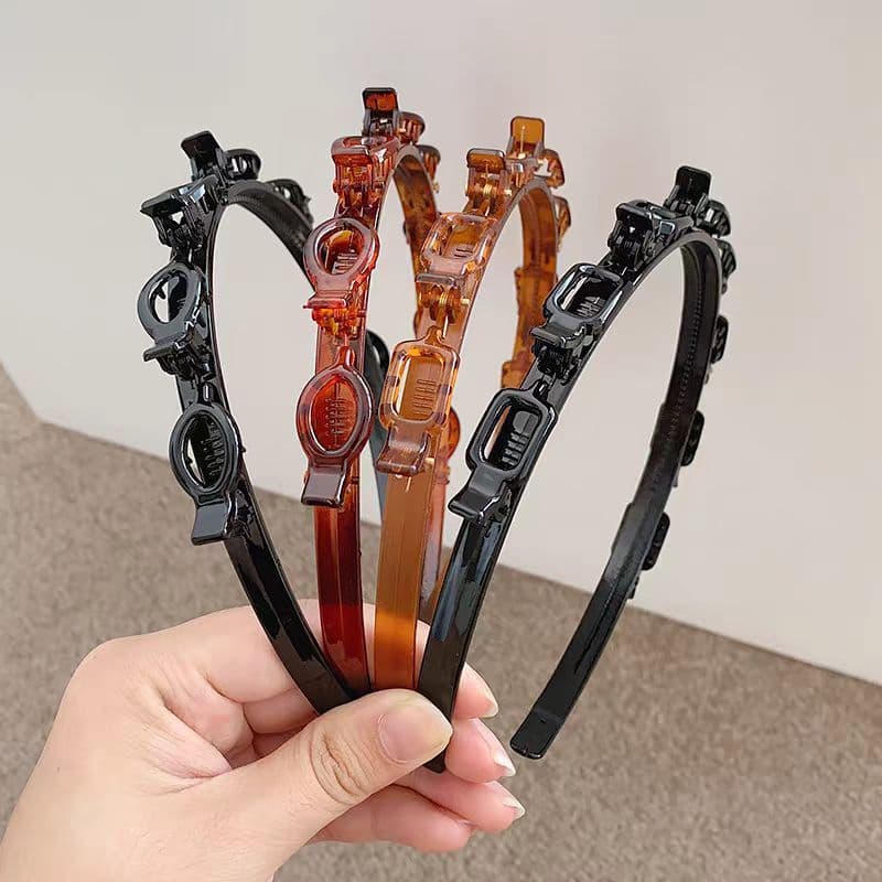 Clipes de Cabelo Femininos – Trança Pequena com Recorte Oco e Resina Mori