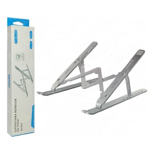 Suporte Apoio Base Ergonômico Regulável Aço Notebook/tablet Cor Prata