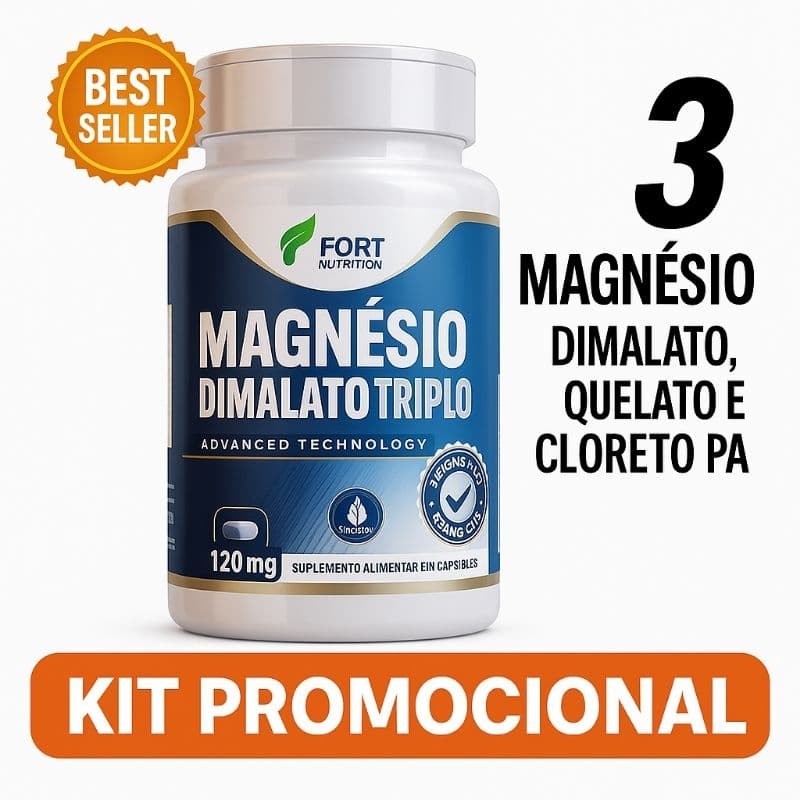 Trio de Magnésio – Dimalato 120 Cápsulas Suplemento Composto Mais Disposição
