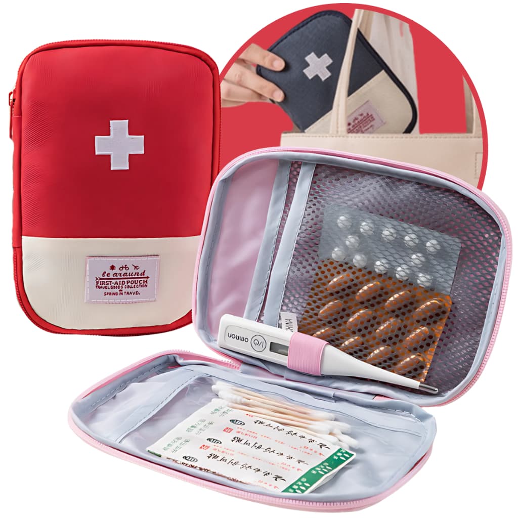 Bolsa Kit Primeiros Socorros Portatil Compacto Necessaire Estojo Porta Remedios Viagens Emergências
