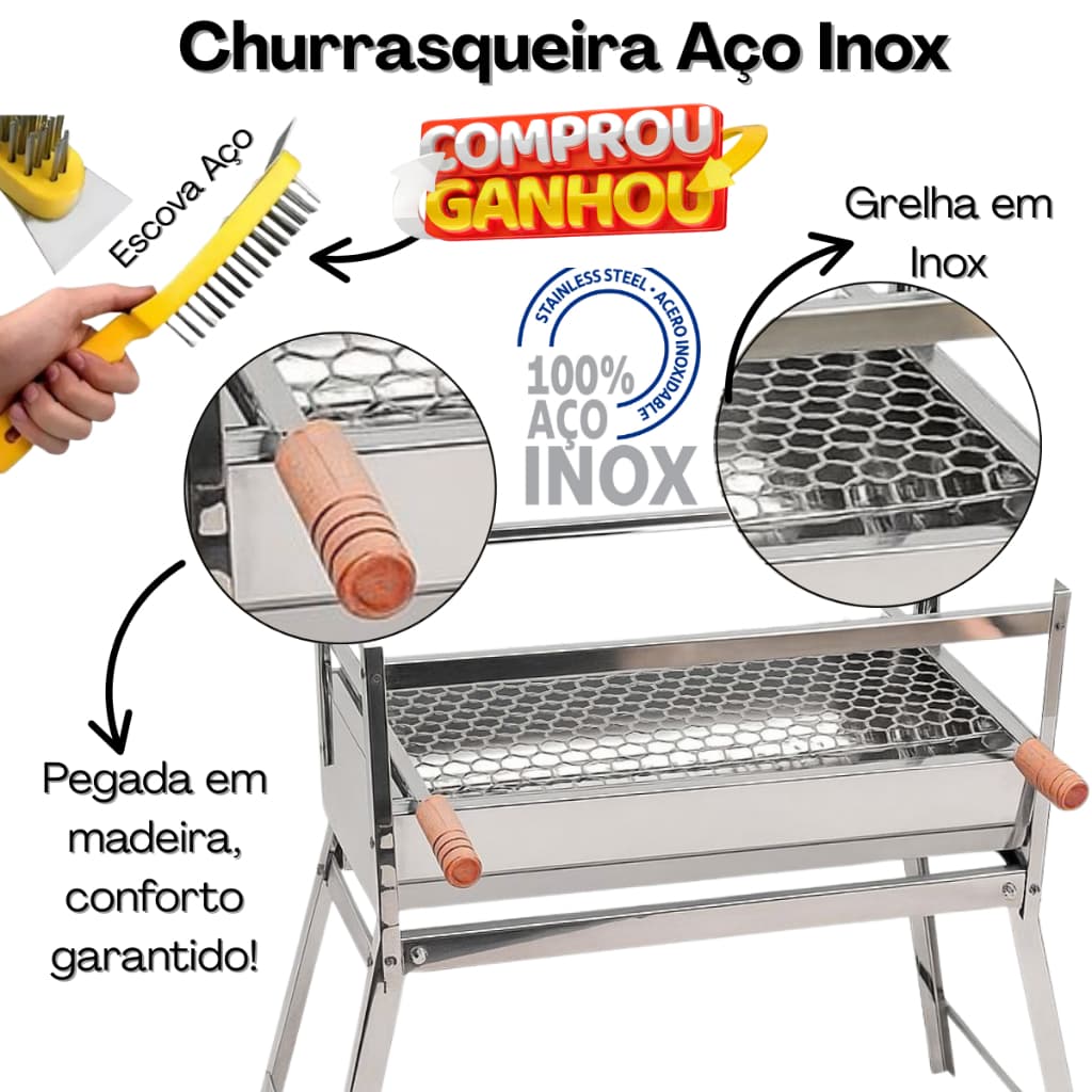Churrasqueira Inox Grande Churrasqueira Portatil Churrasqueira Camping Grande