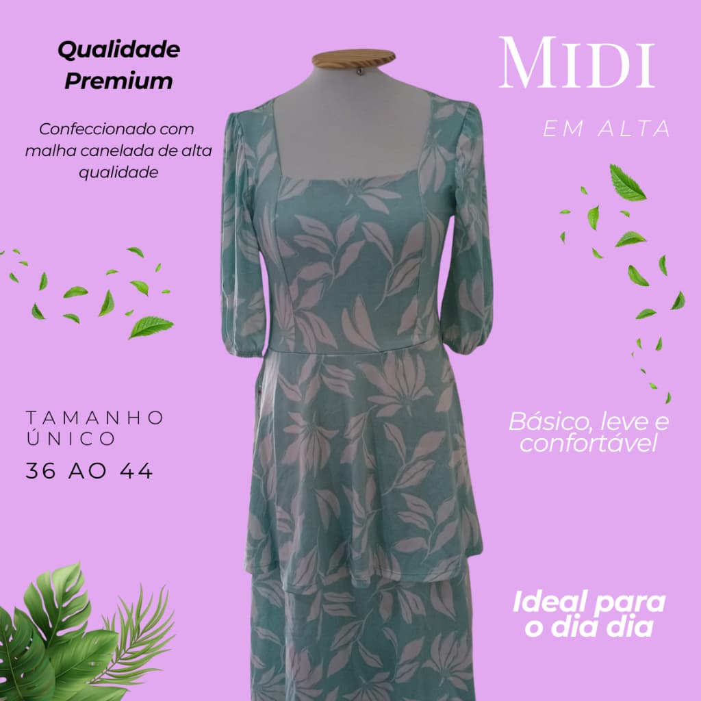 Vestido Feminino Malha Canelada Rodado Confortável Moda Casual - Evangélica ideal para o dia dia
