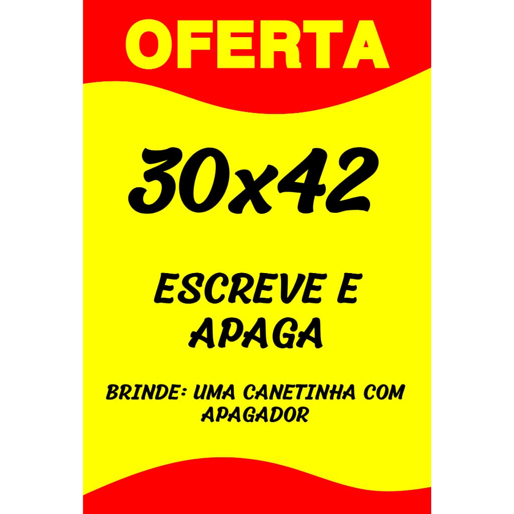 Kit 05 Cartaz Reutilizável de Oferta Promoção A3 30x42cm Papel Laminado Grosso + Caneta Apagável