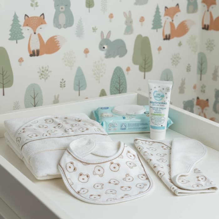 Kit Toalha de Banho Fralda Babador Toalha de Boca 03 un algodão enxoval bebê RN cha revelação