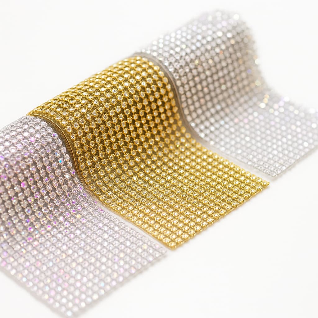Manta de Strass para Artesanato Dourada, Prata ou furta-cor 45cm Artesanato