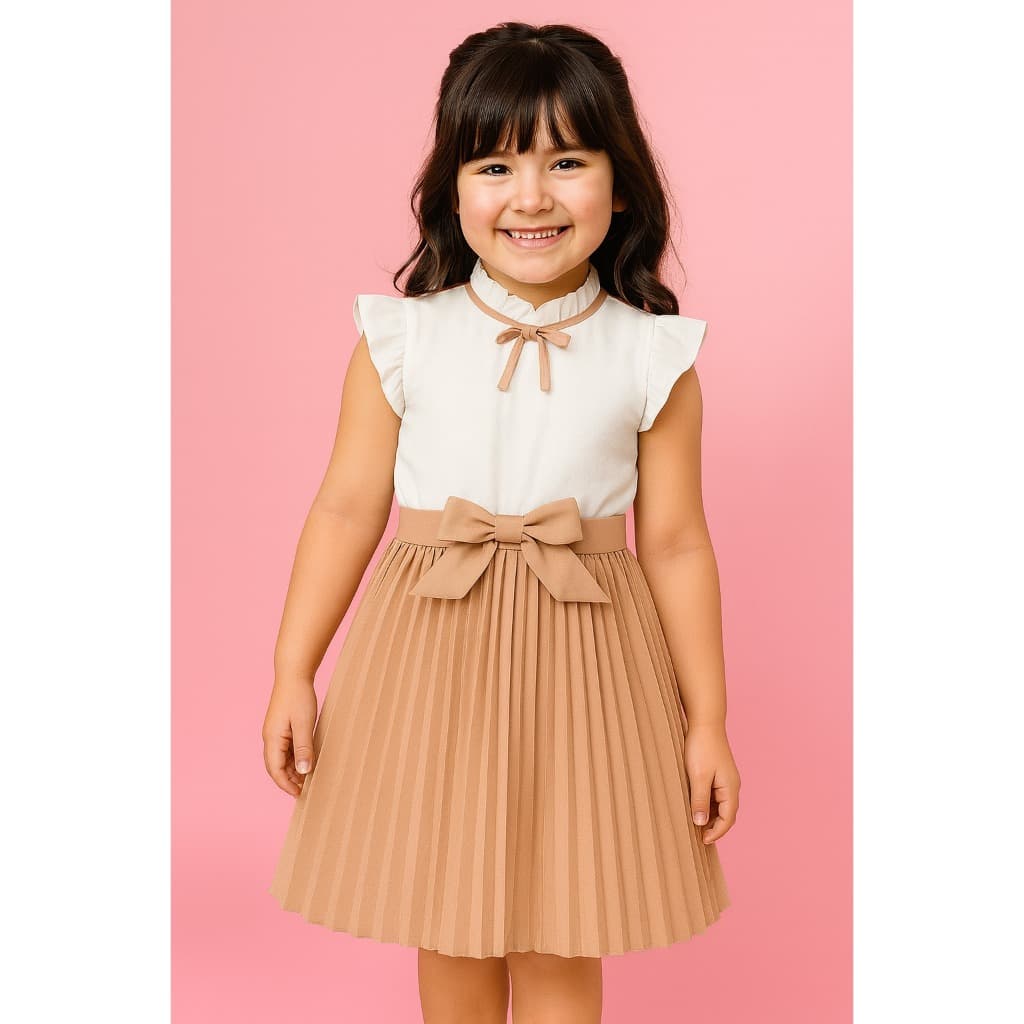 Vestido plissado menina linda elegante