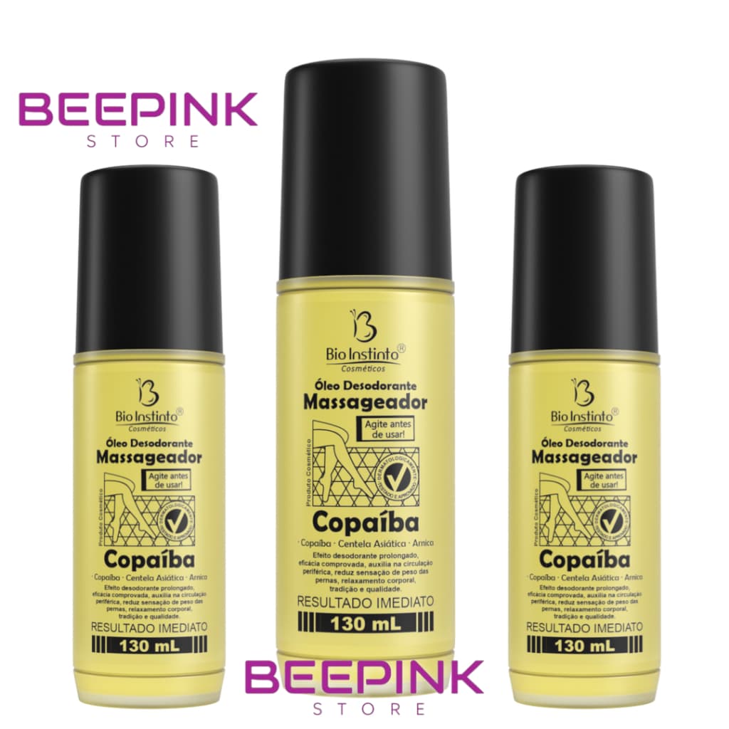 Kit 3 Óleo Massageador de Copaíba – Alívio Natural e Hidratação Profunda 🌿✨