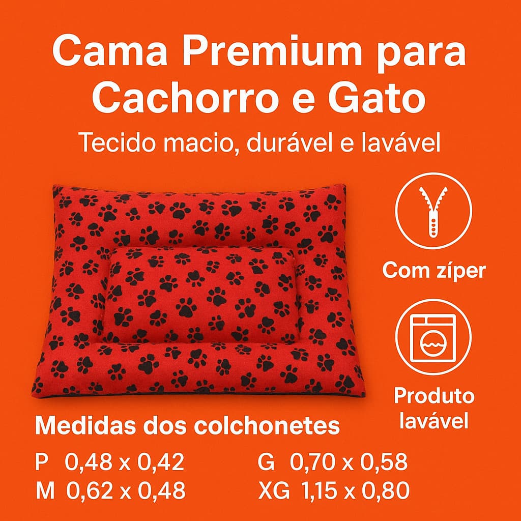 Cama Pet Resistente e Lavável com Zíper Ideal Para Porte P a GG Higiene & Conforto