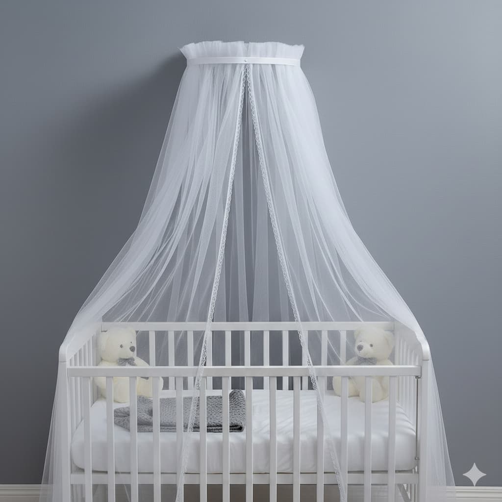 Mosquiteiro + Dossel Dorcel Liso Branco Berço