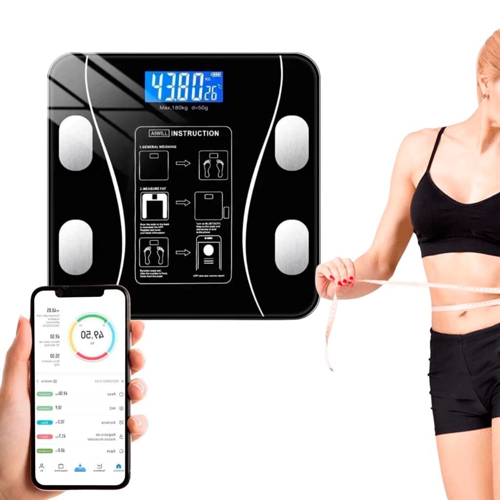Escala de medição humana digital, impedância biológica, até 180 kg